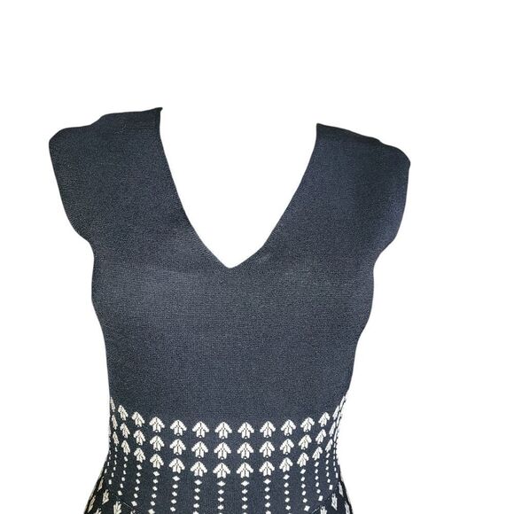 Elegant Black and White Patterned Dress - Picture 2 of 6